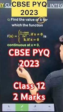 Find the value of k for which the function 𝐟(𝐱)={((𝟏−𝐜𝐨𝐬𝐱)/(𝟐𝐱^𝟐 ), 𝐢𝐟 𝐱≠𝟎 𝐤, 𝐢𝐟