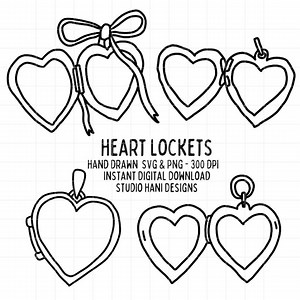 Heart Lockets SVG PNG Bundle Doodle Locket Valentine Hand Drawn Black and White Outline Clipart Cut File Commercial Use Digital Download - Etsy