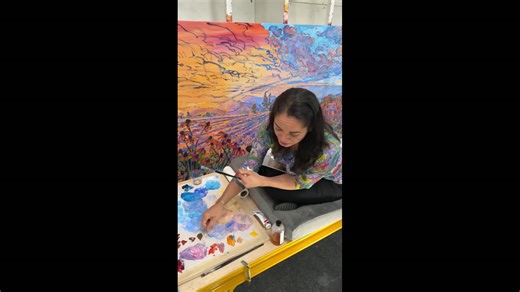 Erin Hanson painting "Northwestern Golds"