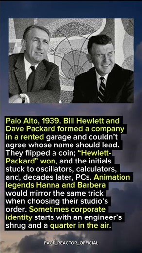 Hewlett-Packard: a coin decided the name #HP #GarageStart