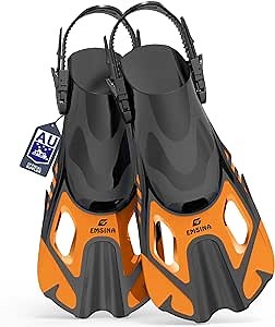 Snorkel Fins Adjustable Buckles Open Heel Swim Flippers Travel Size Short Swim Fins for Snorkeling Diving Swimming Adult Men Womens & Kids