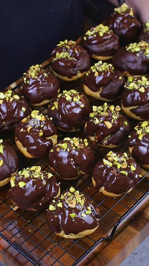 Choco Pistachio Cream Puffs Recipe