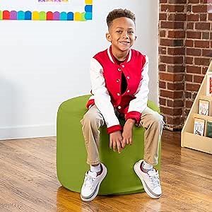 Jaxx Mallo Modular Pouf Classroom Bean Bag Seat, Premium Vinyl - Green