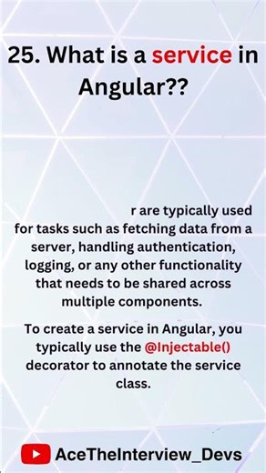 What is a service in Angular? #shorts #angular #interview