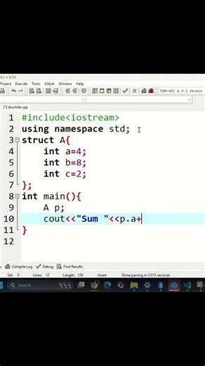 C++ Structs Made Easy | Member Variables & Sum in One Simple Program