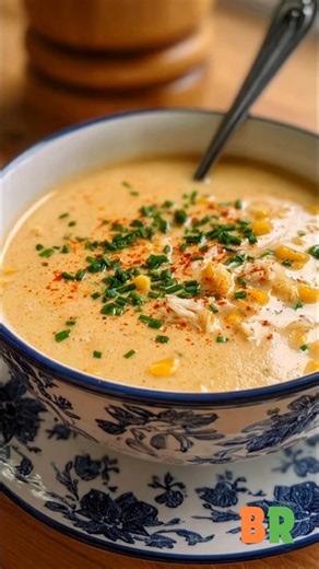 Corn and Crab Bisque This bisque is built through a light roux and controlled simmer, allowing sweet corn and delicate lump crab to shine in a silky, buttery broth. Partial blending creates body while preserving texture, delivering a refined yet comforting seafood soup. 🛒Ingredients : 2 tablespoons butter 1 tablespoon olive oil 1 small onion, finely diced 2 cloves garlic, minced 2 cups corn kernels, fresh, frozen, or canned and drained 3 tablespoons all-purpose flour 3 cups seafood stock 1 cup 