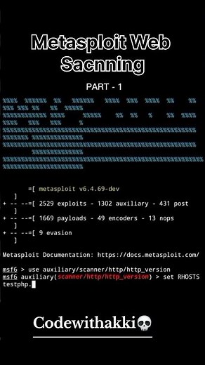 Metasploit Web Sacnning 🌐 Part 1 #coding #hacker #kalilinuxtools #hacking