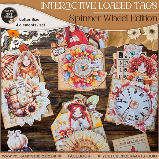 Autumn Junk Journal Ephemera Kit: Interactive Spinner Tags Digital Download - Etsy Australia