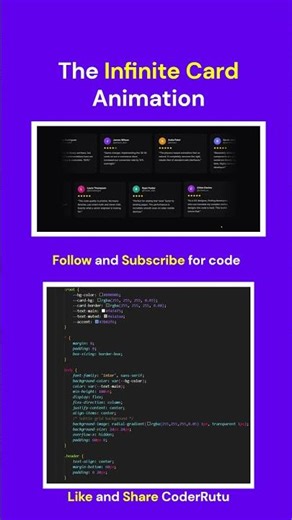 The infinite card animation using HTML CSS and JS|#shorts #coding #programming #webdevelopment