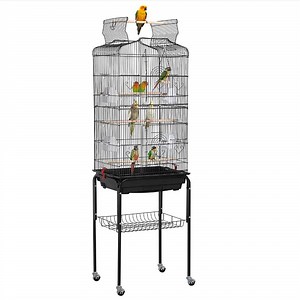 [Hot Item] 64-Inch Black Cost-Effective Parrot Cage with Detachable Rolling Stand