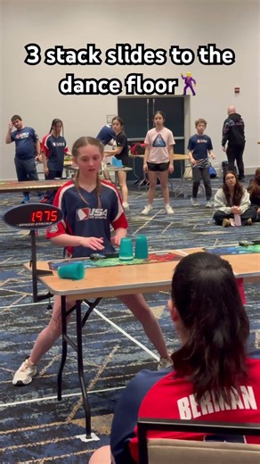 3 stack slides to the dance floor🕺 @iamtherealsophia #sportstacking #cupstacking #shorts #dance