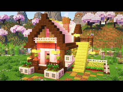 How to build Easy Small Cherry Blossom House - Minecraft tutorial