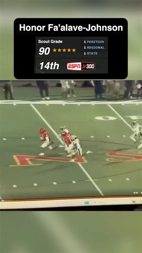ESPN on Instagram: "Five-star safety prospect Honor Fa’alave-Johnson has UNBELIEVABLE speed 💨 @sportscenternext (via Hayesfawcett3/X)"