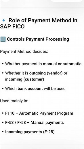PAYMENT METHOD SAP #sap #sapsftraining #saptraining #education #sapfico