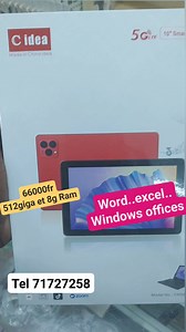 #66000fr_Smart_Tablet_Pc. Marque (CIDEA) 👉Prend sim connexion 5G 👉écran 10.1 pouce. #512giga_et_8giga_ou_256giga_et_6g_Ram 👉 #Batterie_10000mah 👉Système Android 12 👉 #Tripe_Caméra_de_13mpx #Prix_66000fr_pour_512_giga #prix_64000fr_pour_256giga Promo Jusqu'au 15 octobre 👏Offert ..clavier ; souris ; fourreau couvert ; écouteur ipod ; montre.. Porte clé ..adapteur USB et stylo... Tel 226 71727258 WhatsApp 226 66 20 46 42 👍Adapter pour les jeux ou le travail 💻Possibilité d'installer #word_ex