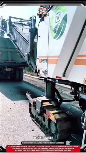 Road Conveyor Machine Loading 20 Tons Asphalt During Cleaning Work