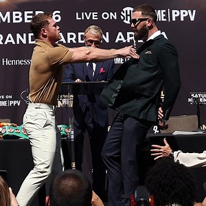 The Canelo v Caleb Plant opening press conference face-off got real heated, real quick 🤯💥 | TNT Sports Football