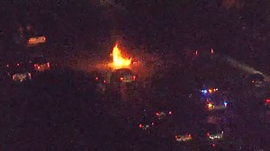 35K views · 98 reactions | A vehicle is fully engulfed in flames and appears to explode at one point in the westbounds lanes along Interstate 10 near Frio Street on Friday morning. https://foxsanantonio.com/ | KABB FOX 29 News, San Antonio | Facebook