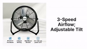 Hurricane 16" Pro Heavy Duty Orbital Floor Fan – 360 Degree Oscillation, Powerful 3-Speed Airflow with Adjustable Tilt for Home, Garage, and Workshop