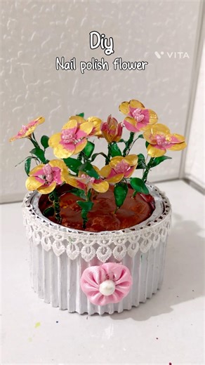 DIY Nail Polish Flower Craft 🌸 #diy #art #craft #handmade #diyflower #diynailpolish #shorts