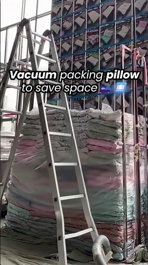 Vacuum packing pillow to save space 🚛