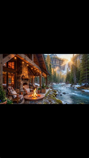 Relaxing River & Cabin Sounds 🌊🔥 No Music | Deep Sleep Ambience #shorts