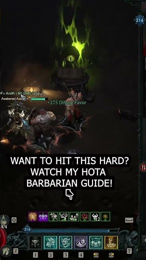 HOTA Barbarian : Azmodan Farm for Divine Gifts | Diablo 4 Season 11