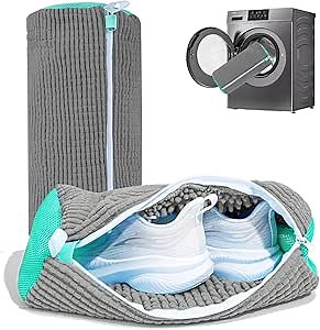 Shoe Washing Machine Bag: Laundry Shoe Bag for Washer and Dryer - 2pc Reusable Shoe Cleaning Bag for Sneaker Tennis Shoes Unstain Cleaner Kit (Gray 2pcs)