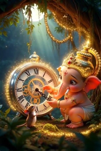 #Little Ganesha and rat with 🕒