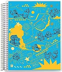 8.5" x 11" Minions Metallic Coiled Notebook (Dot Grid) - Mischief Cover and Platinum Coil. 160 Pages 80 lb. Heavy Duty Mohawk Paper. Sticker Sheet Included by Erin Condren.
