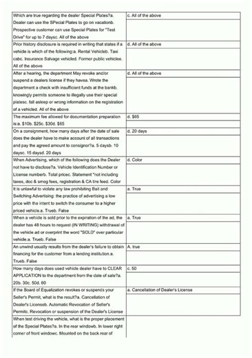 California Dealer License Test Flashcards video