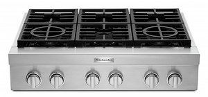 KitchenAid 36" 6-Element Gas Cooktop - Stainless Steel - KCGC506JSS