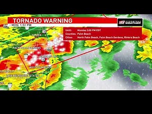 WPEC CBS 12 News - Tornado Warning Break-in for Palm Beach County - Recorded April 17, 2023