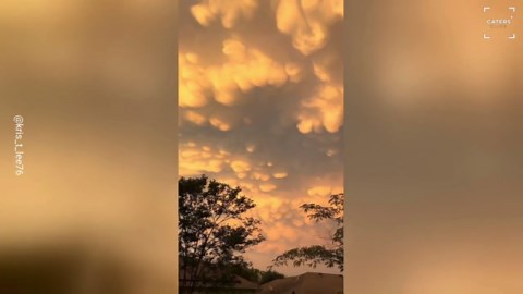 Mammatus Clouds Swirl Over Texas at Sunset