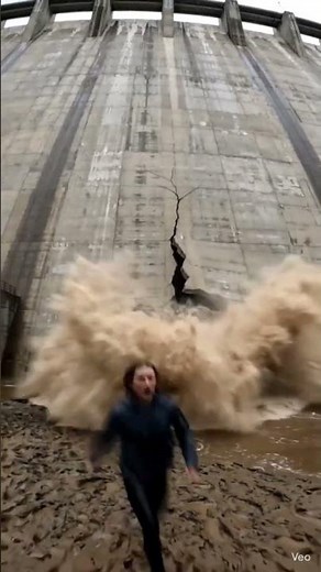 Dam Wall Cracks Then Bursts — Massive Water Explosion 😱🌊 #dam #flood