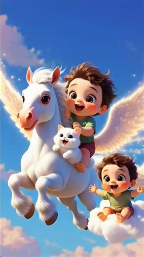 “Cute Babies Flying on Magic Horse ✨ Ultra-Cute 8K Cartoon Adventure | Kids Dance & Fun Story💖😊❤️‍🔥