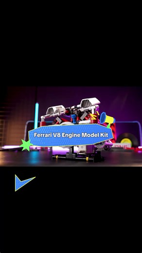 【700 PCS】Ferrari-Style Motorized V8 Engine Model Building Kit, with APP Control & LED Lights