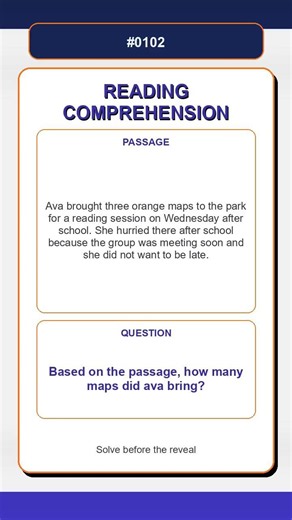 Reading Comprehension Quiz | Based on the passage, how many maps did ava bring?