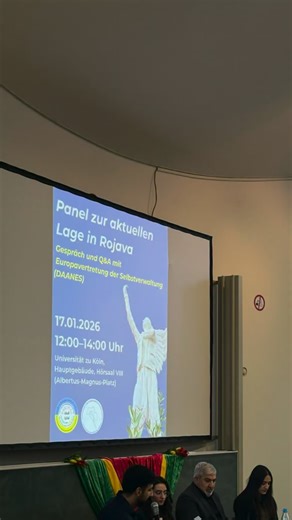 Gemeinschaft Kurdischer Studierender e.V. on Instagram: "- Eindrücke von unserem gestrigen Panel über die aktuelle Lage in Rojava - Nach der Angriffswelle in Şêxmeqsûd und Eşrefiye hat gestern Abend eine weitere Offensive der HTS-Regierung in Rojava begonnen. Ziel ist es, die Selbstverwaltung zu zerschlagen. Selbstverteidigungskräfte und die Bevölkerung in Rojava leisten Widerstand, um die Errungeschaften der Rojava-Revolution zu verteidigen! Als kurdische Studierende rufen wir erneut zur Teilna