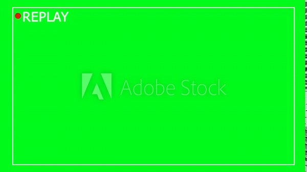 Video camera replay screen animation on a green screen background in HD. Ideal for video editing, templates for films stories and games multiple video editing with a transparent background.