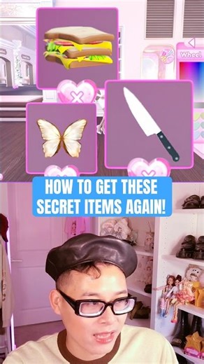 this is how you get get the secret items; sandwich, butterfly and the knife in Dress to Impress #dti