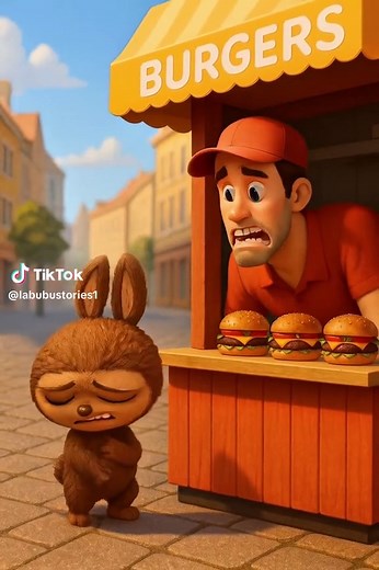 Labubu Gets Fed at Last🍔🍹#labubu #cartoon #labubuthemonsters #disney #animation