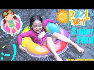 Children's Swimming Pool Party! Super Fun Playtime in the Pool with Kids! Hulyan and Maya's Channel