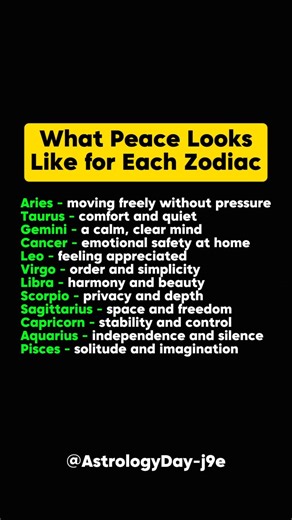 What Peace Looks Like for Each Zodiac Signs #zodiac #zodiacsigns #astrology #horoscope #tarot