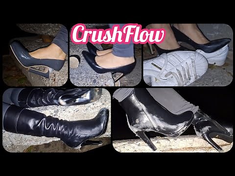Buffalo High Heels + Boots + Adidas Superstars ASMR Shoeplay bending scratching destruction