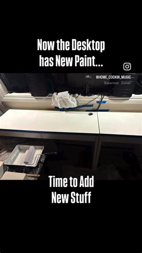 The Producer Desk was ready for some Upgrades! Gave it a quick repaint/top coat and spent the day making a shelf for my Ableton Push, which I have finally integrated into my home setup #producerdesk #musicproducer #dj