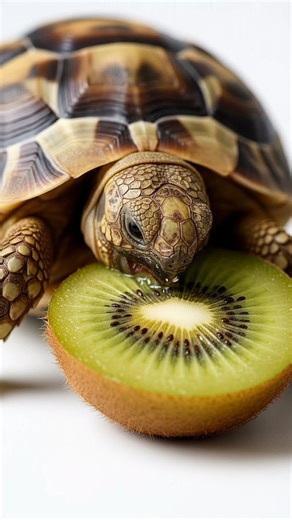 Tortoise Eating Kiwi ASMR 🥝🐢 | Satisfying Crunchy Sounds