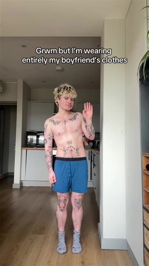 Grwm but I’m wearing entirely my boyfriend’s clothes @isaac #mlm #grwm #brighton