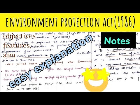 Environment Protection Act (1986) || objectives, features||Notes 📝😎🤩