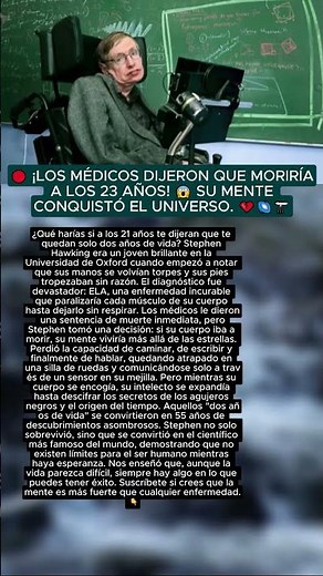 🔴 Los médicos le dieron 2 años de vida... 😭 La increíble historia real de Stephen Hawking.